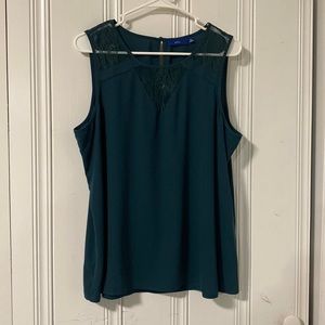 Dark Green Apt 9 sleeveless blouse with lace detail Size XL